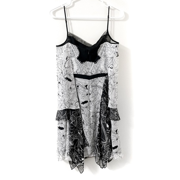 BCBGMAXAZRIA Alycia Black and White Lace Pattern Silk Dress - Picture 3 of 6